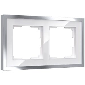 Рамка акриловая Werkel Baguette на 2 поста Белый / Серебро W0022850