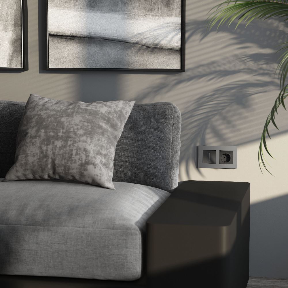 Рамка из поликарбоната Werkel Slab на 2 поста Серебро W0022965 — изображение 2