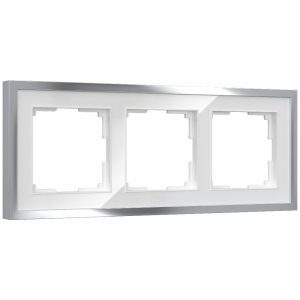 Рамка акриловая Werkel Baguette на 3 поста Белый / Серебро W0032850