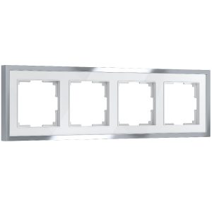 Рамка акриловая Werkel Baguette на 4 поста Белый / Серебро W0042850