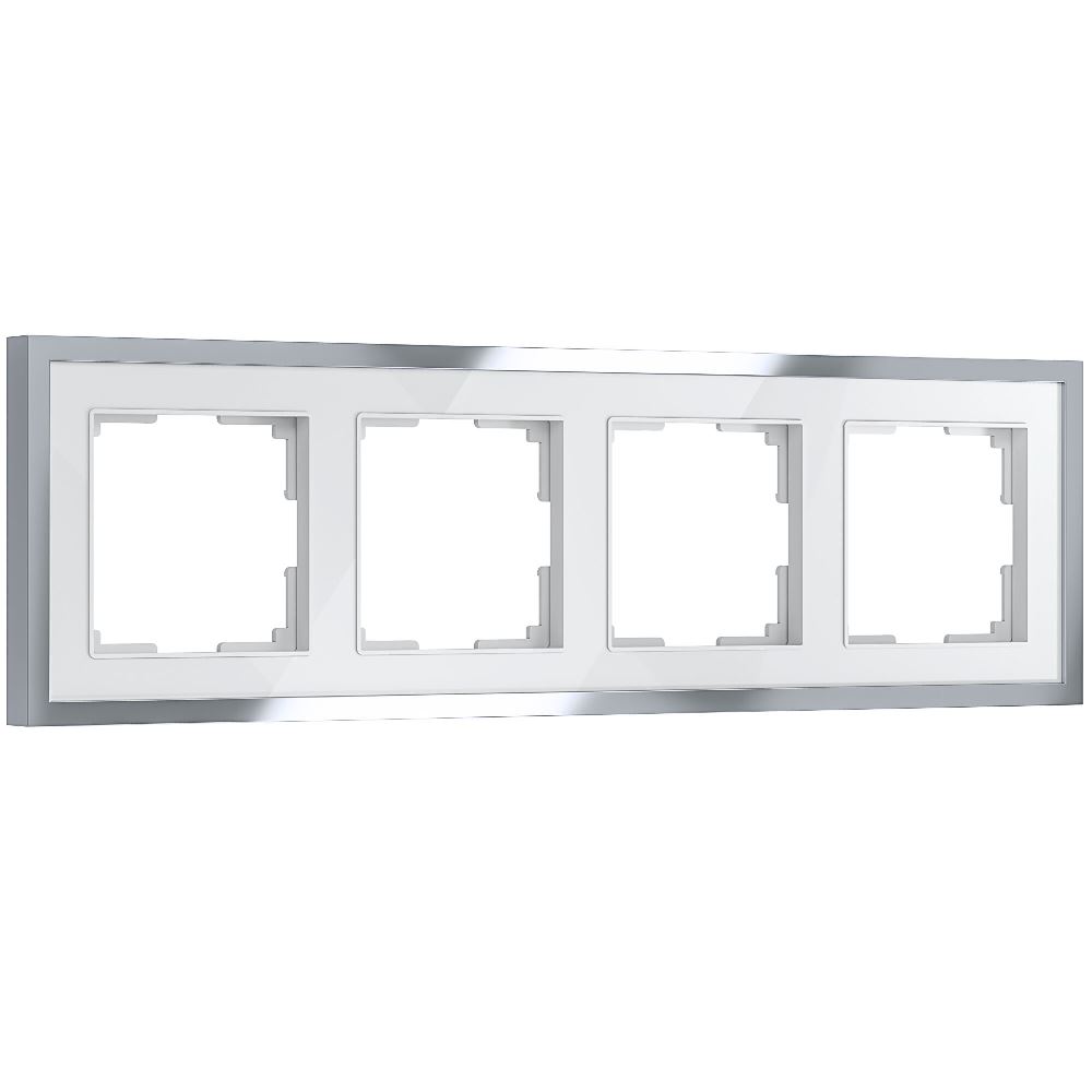 Рамка акриловая Werkel Baguette на 4 поста Белый / Серебро W0042850