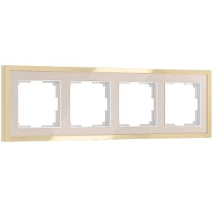 Рамка акриловая Werkel Baguette на 4 поста Айвори / Латунь W0042851