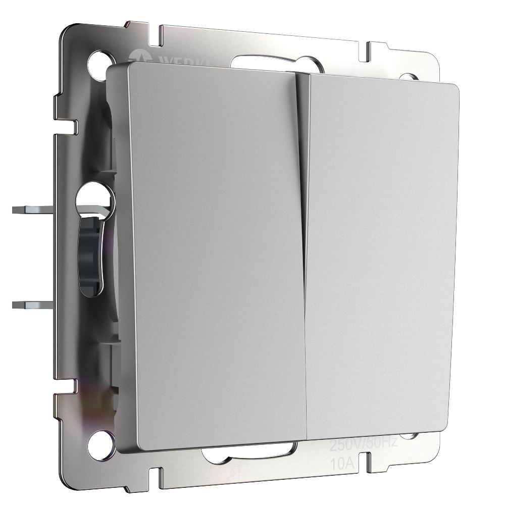 Выключатель двухклавишный встраиваемый Werkel Cеребряный W1120006