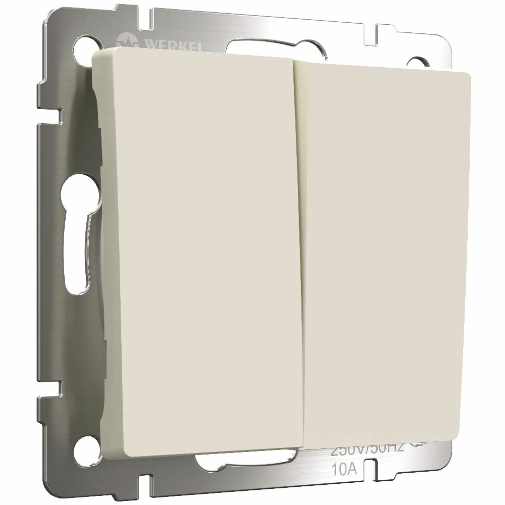 Выключатель двухклавишный встраиваемый Werkel Айвори матовый W1120062
