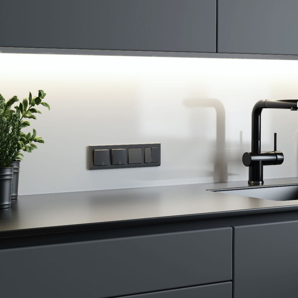 Выключатель двухклавишный встраиваемый Werkel Графит матовый W1120064 — изображение 3