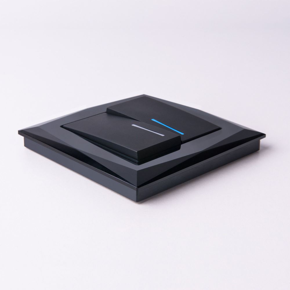 Выключатель двухклавишный встраиваемый Werkel с подсветкой Черный матовый W1120108 — изображение 4