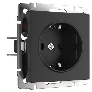 Розетка встраиваемая Werkel с заземлением Черный матовый W1171008