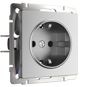 Розетка встраиваемая Werkel с заземлением Серебрянный матовый W1171065