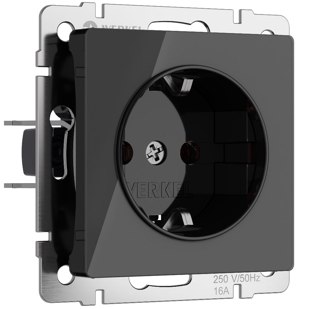 Розетка встраиваемая Werkel с заземлением и шторками Черный W1171148