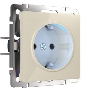 Розетка встраиваемая Werkel W с подсветкой, заземлением, защитными шторками Слоновая кость W1171403