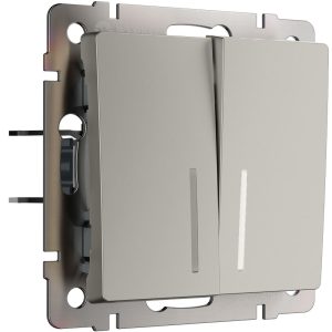 Выключатель двухклавишный встраиваемый Werkel с подсветкой Дымчатый W1220104