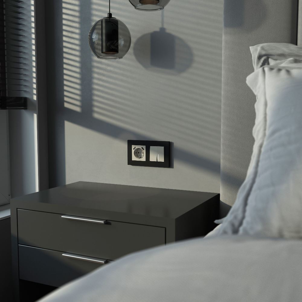 Выключатель двухклавишный встраиваемый проходной Werkel с подсветкой Дымчатый W1222104 — изображение 2