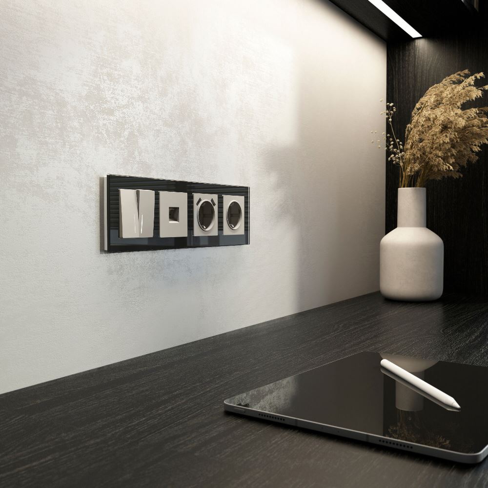 Выключатель двухклавишный встраиваемый проходной Werkel с подсветкой Дымчатый W1222104 — изображение 3