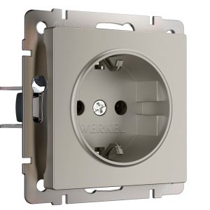 Розетка встраиваемая Werkel с заземлением и шторками Дымчатый W1271104