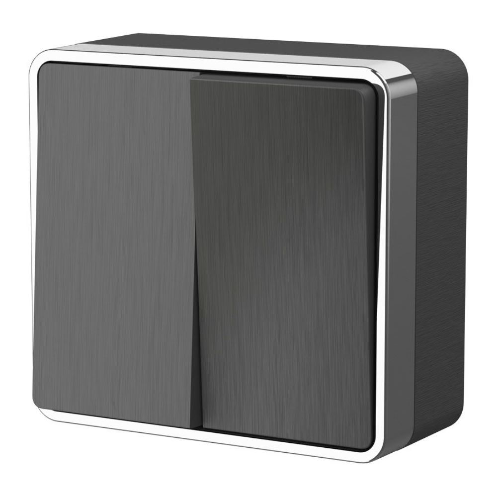 Выключатель двухклавишный накладной Werkel Gallant Графит W5020004