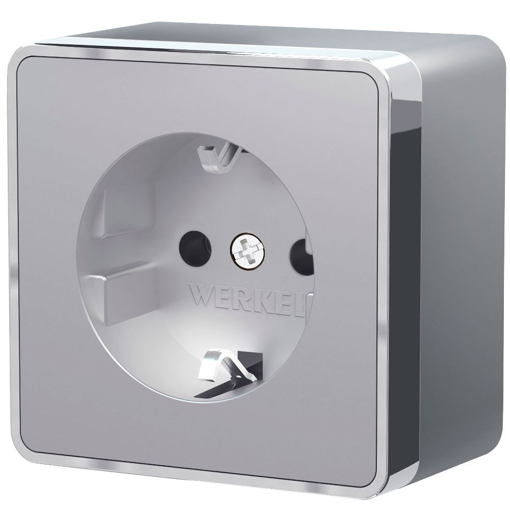Розетка накладная Werkel Gallant с заземлением Серебряный W5071006