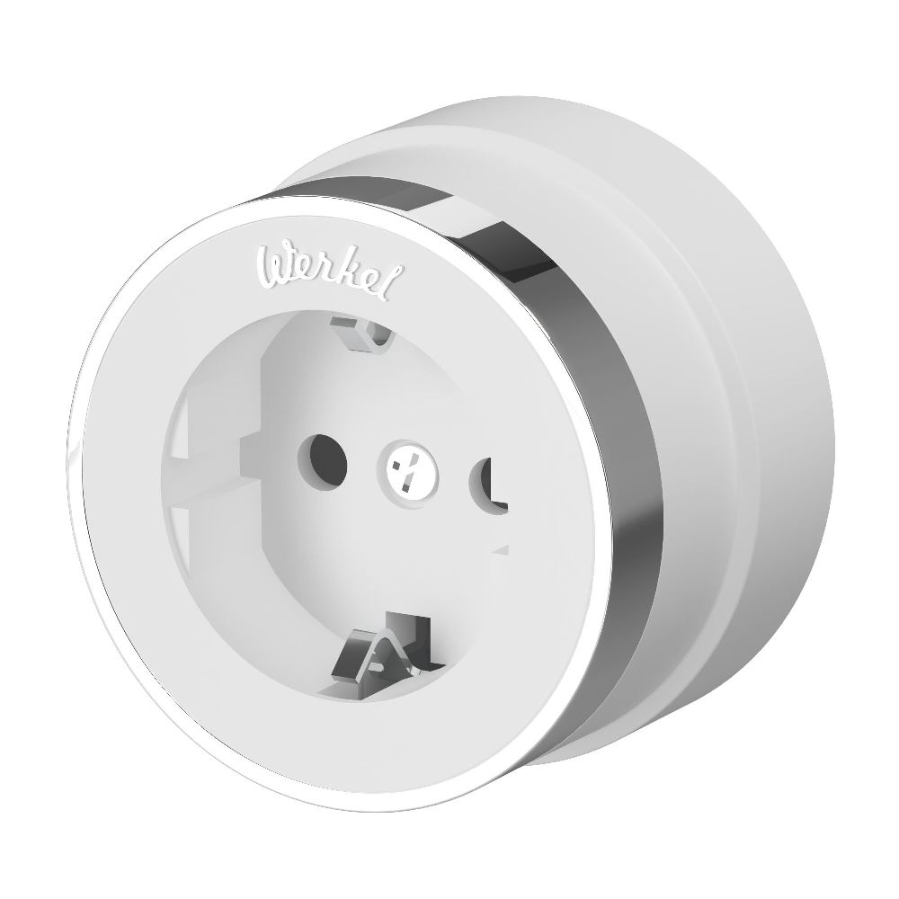 Розетка накладная Werkel Vintage с заземлением Белый матовый / Хром W5871050