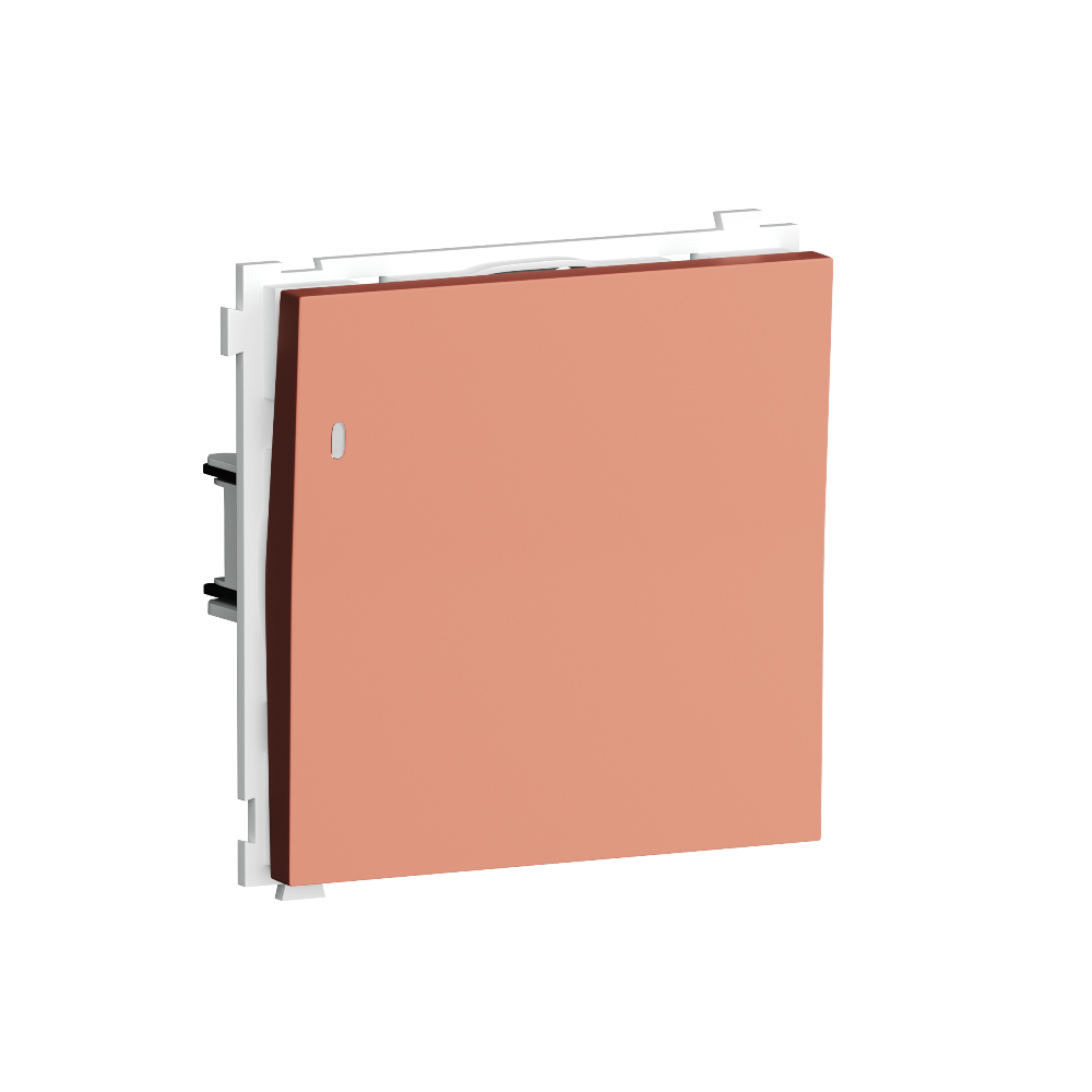 Выключатель одноклавишный встраиваемый Donel R98 с подсветкой Коралл матовый DA03101-DA29045