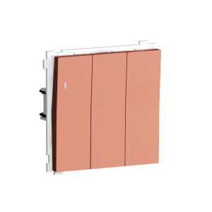 Выключатель трехклавишный встраиваемый Donel R98 с подсветкой Коралл матовый DA03103-DA28345