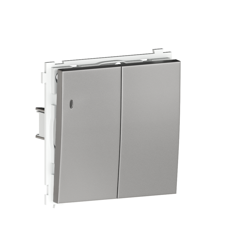 Выключатель двухклавишный встраиваемый Donel R98 Metal с подсветкой Благородная сталь DA03105-DA285ES