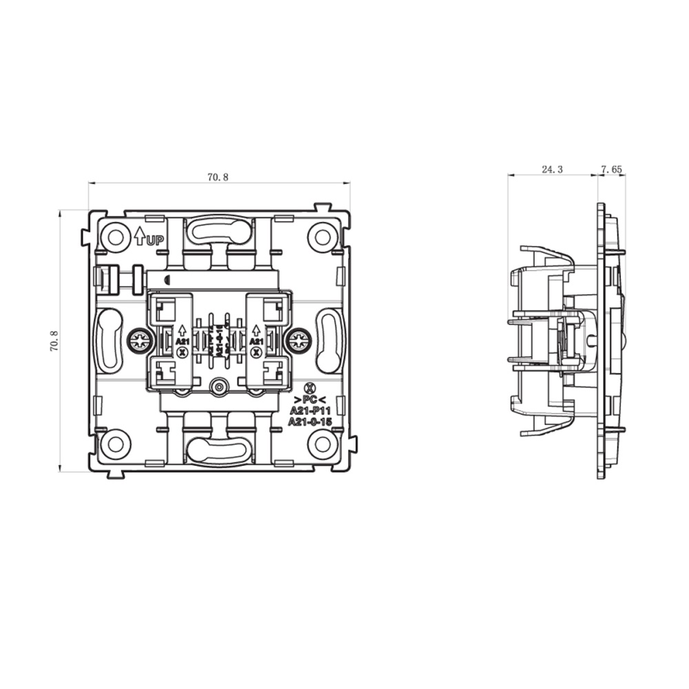 Выключатель двухклавишный встраиваемый Donel R98 Metal с подсветкой Благородная сталь DA03105-DA285ES — изображение 7