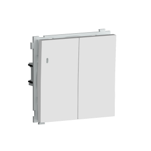 Выключатель двухклавишный встраиваемый проходной Donel R98 с подсветкой Белый матовый DA03108-DA28533