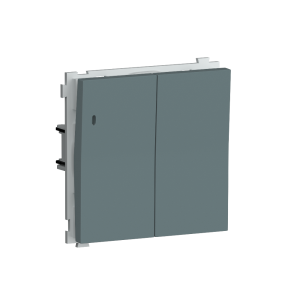 Выключатель двухклавишный встраиваемый проходной Donel R98 с подсветкой Изумруд матовый DA03108-DA28539