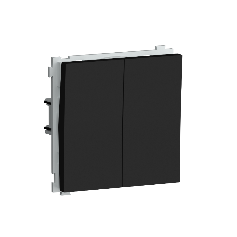 Выключатель двухклавишный встраиваемый Donel R98 Черный матовый DA10500-DA29528