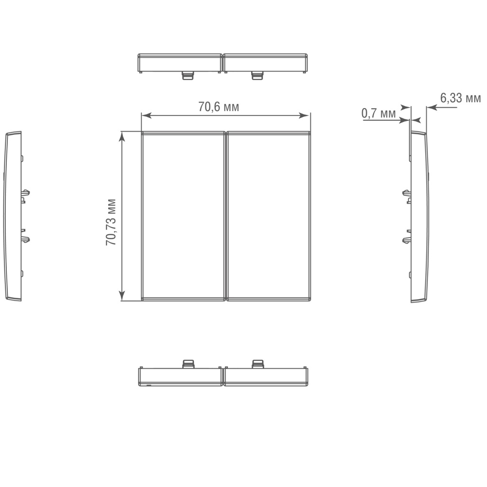 Выключатель двухклавишный встраиваемый Donel R98 Metal Никель DA10500-DA295NB — изображение 6