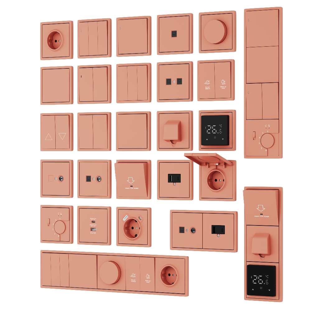 Выключатель двухклавишный встраиваемый перекрестный Donel R98 Коралл матовый DA10900-DA29545 — изображение 3