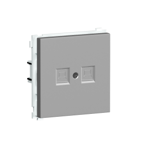 Розетка встраиваемая телефонная двойная Donel R98 RJ11 + RJ11 Алюминий матовый DA14400-DA86926