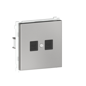 Розетка встраиваемая телефонная двойная Donel R98 Metal RJ11 + RJ11 Благородная сталь DA14400-DA869ES