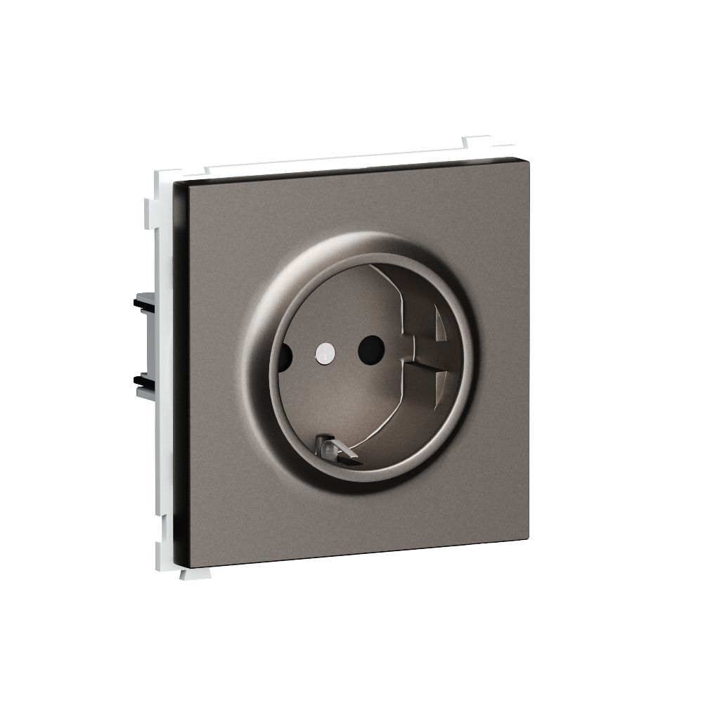 Розетка встраиваемая Donel R98 Schuko с заземлением и шторками на клеммах Сталь матовая DA17700-DA22037