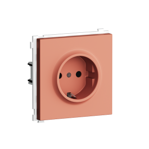 Розетка встраиваемая Donel R98 Schuko с заземлением и шторками на клеммах Коралл матовый DA17700-DA22045