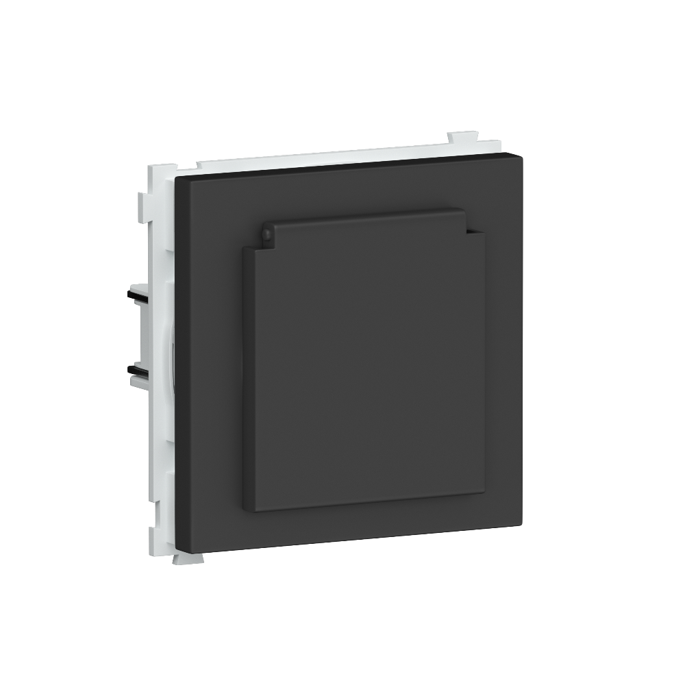 Розетка встраиваемая Donel R98 Schuko с крышкой и заземлением на клеммах Черный матовый DA17700-DA45428 — изображение 2