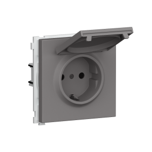 Розетка встраиваемая Donel R98 Schuko с крышкой и заземлением на клеммах Шоколад матовый DA17700-DA45442