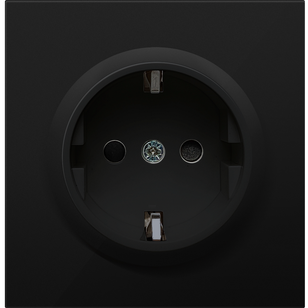 Розетка встраиваемая Donel R98 Schuko с заземлением и шторками на винтах Карбон матовый DA18800-DA22030 — изображение 2