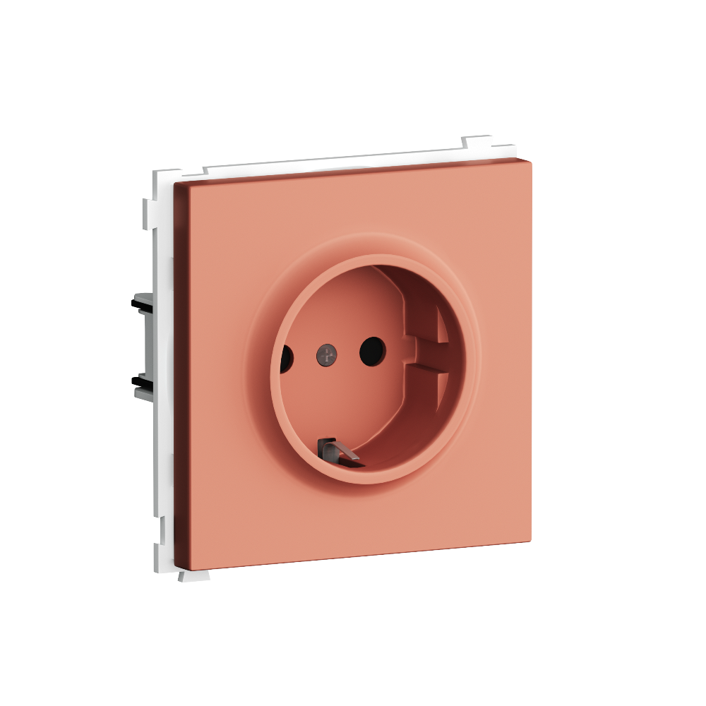 Розетка встраиваемая Donel R98 Schuko с заземлением и шторками на винтах Коралл матовый DA18800-DA22045
