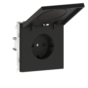 Розетка встраиваемая Donel R98 Metal Schuko с заземлением и крышкой на клеммах Вороненая сталь DA19900-DA520GS