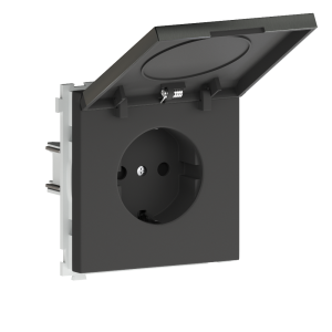 Розетка встраиваемая Donel R98 Metal Schuko с заземлением и крышкой на клеммах Никель DA19900-DA520NB