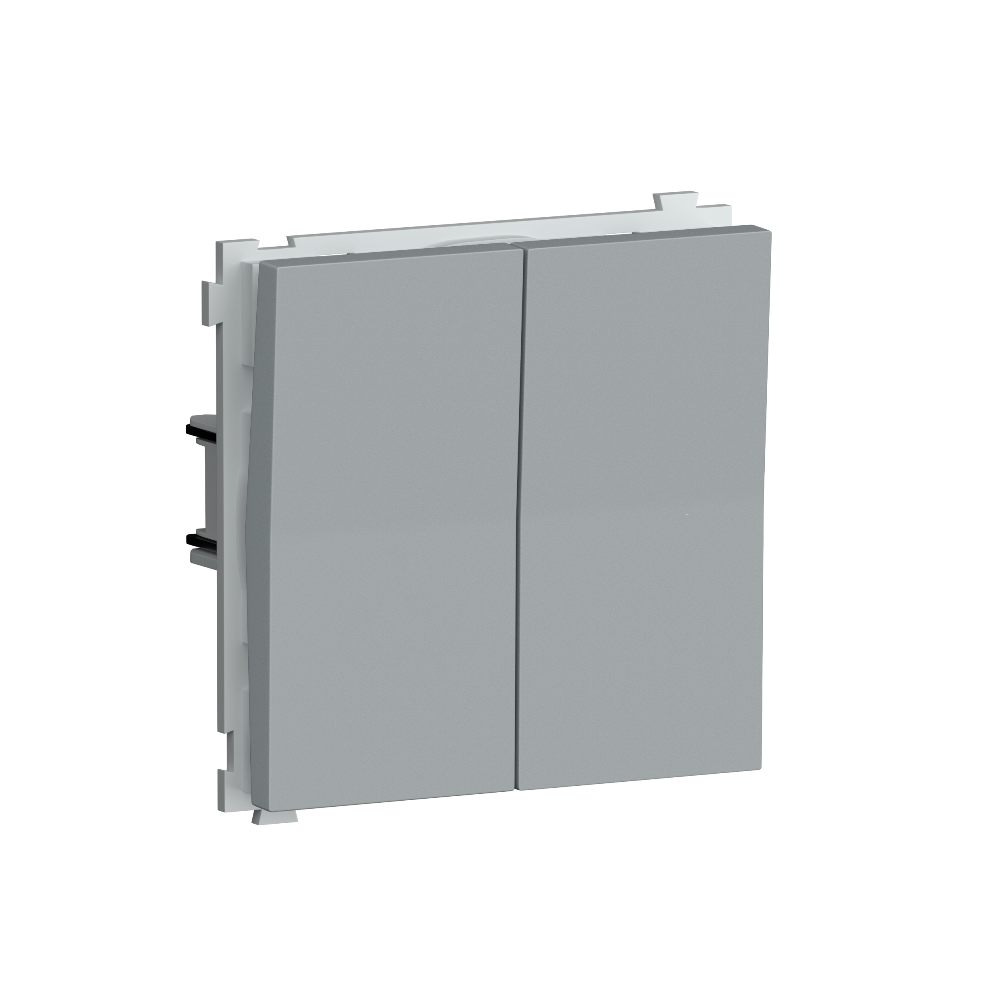 Выключатель двухклавишный встраиваемый Donel R98 звонкового типа Серый матовый DA25100-DA29540