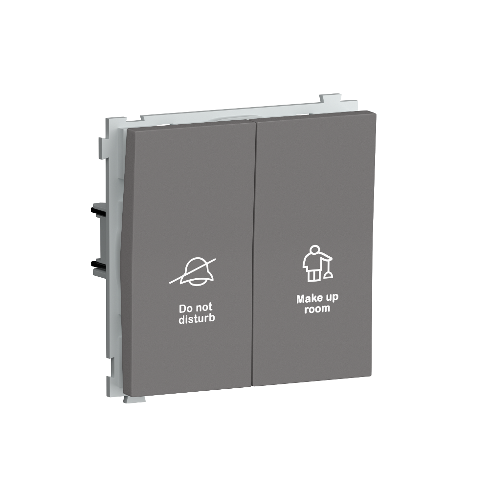 Выключатель двухклавишный встраиваемый Donel R98 с символами DND/MUR Шоколад матовый DA25800-DA88842