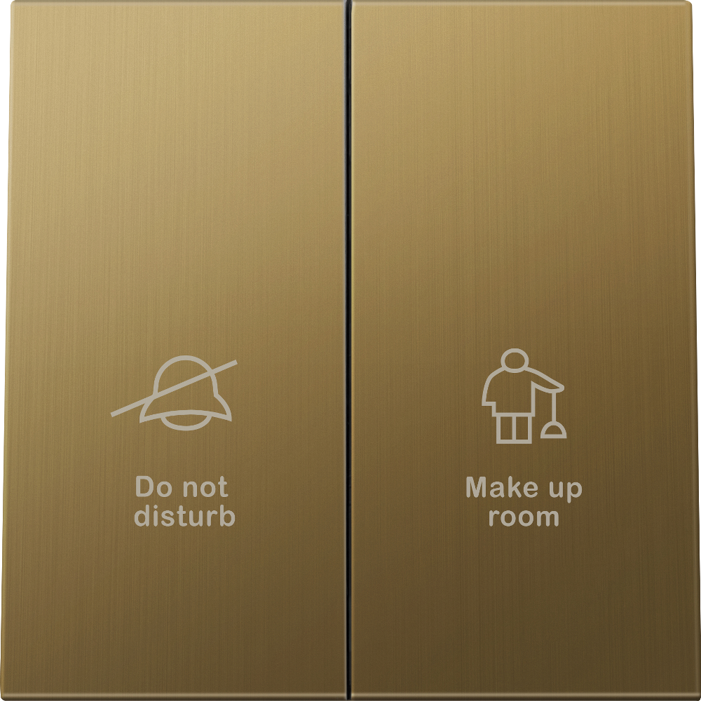 Выключатель двухклавишный встраиваемый Donel R98 Metal с символами DND/MUR Золото матовое DA25800-DA888BR — изображение 2