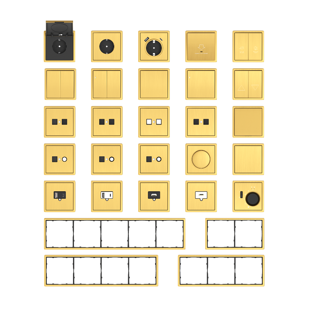 Выключатель двухклавишный встраиваемый Donel R98 Metal с символами DND/MUR Золото матовое DA25800-DA888BR — изображение 3