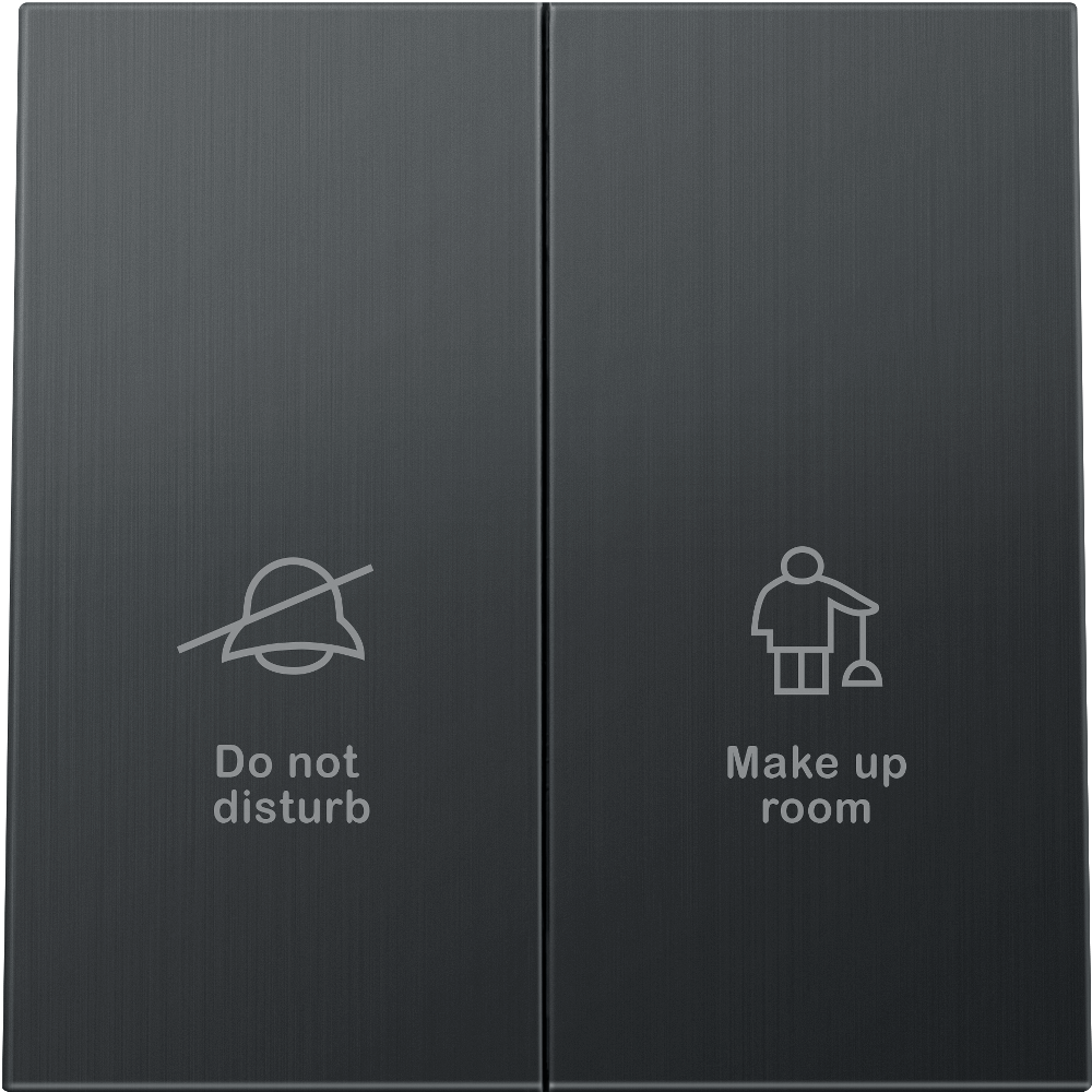 Выключатель двухклавишный встраиваемый Donel R98 Metal с символами DND/MUR Вороненая сталь DA25800-DA888GS — изображение 2