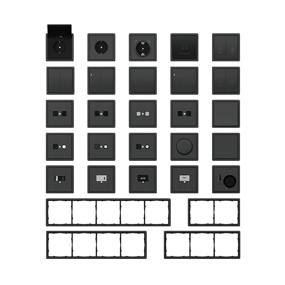 Выключатель двухклавишный встраиваемый Donel R98 Metal с символами DND/MUR Вороненая сталь DA25800-DA888GS — изображение 3