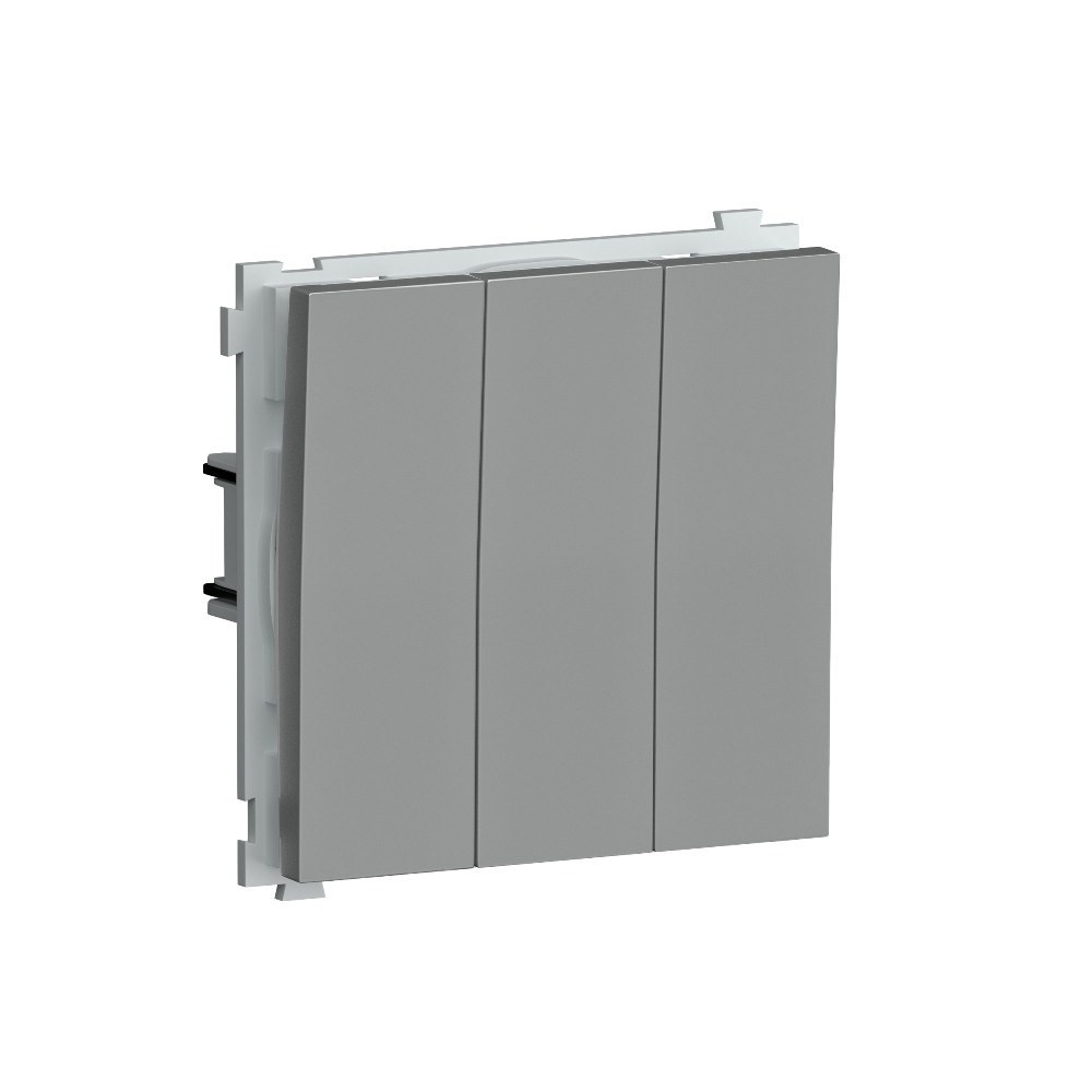 Выключатель трехклавишный встраиваемый Donel R98 звонкового типа Алюминий матовый DA35100-DA29326