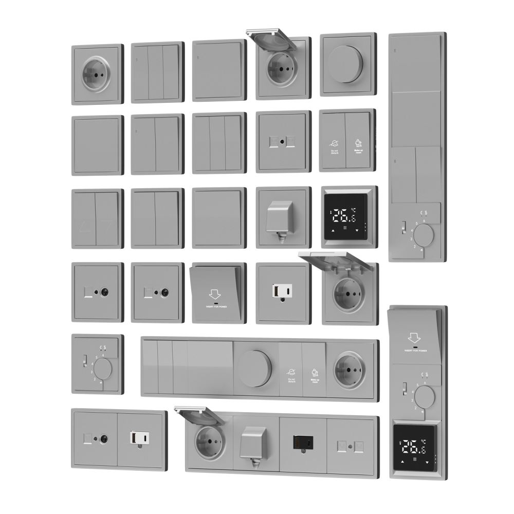 Выключатель трехклавишный встраиваемый Donel R98 звонкового типа Алюминий матовый DA35100-DA29326 — изображение 3