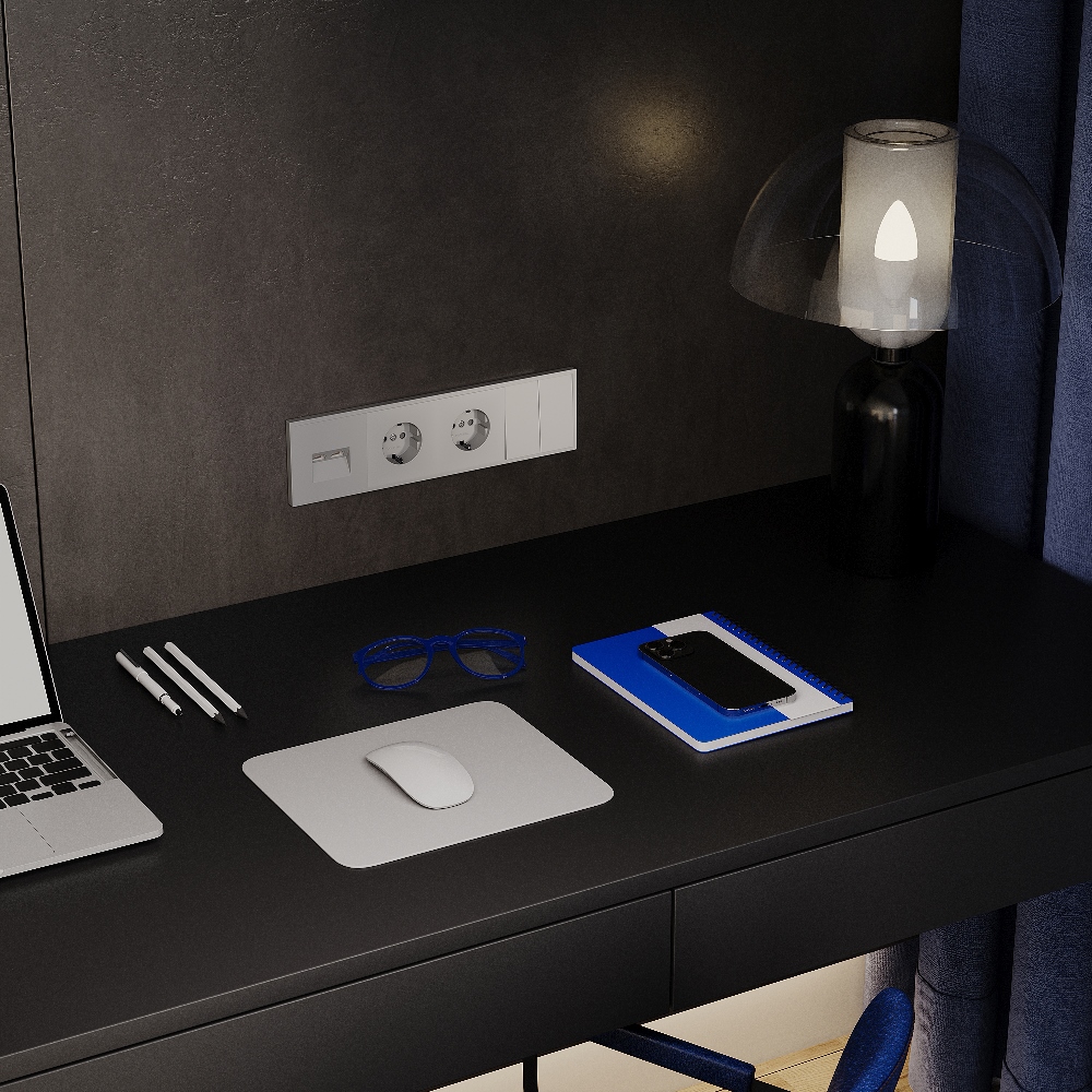 Выключатель двухклавишный встраиваемый Voltum S70 Сталь VLS020105 — изображение 5