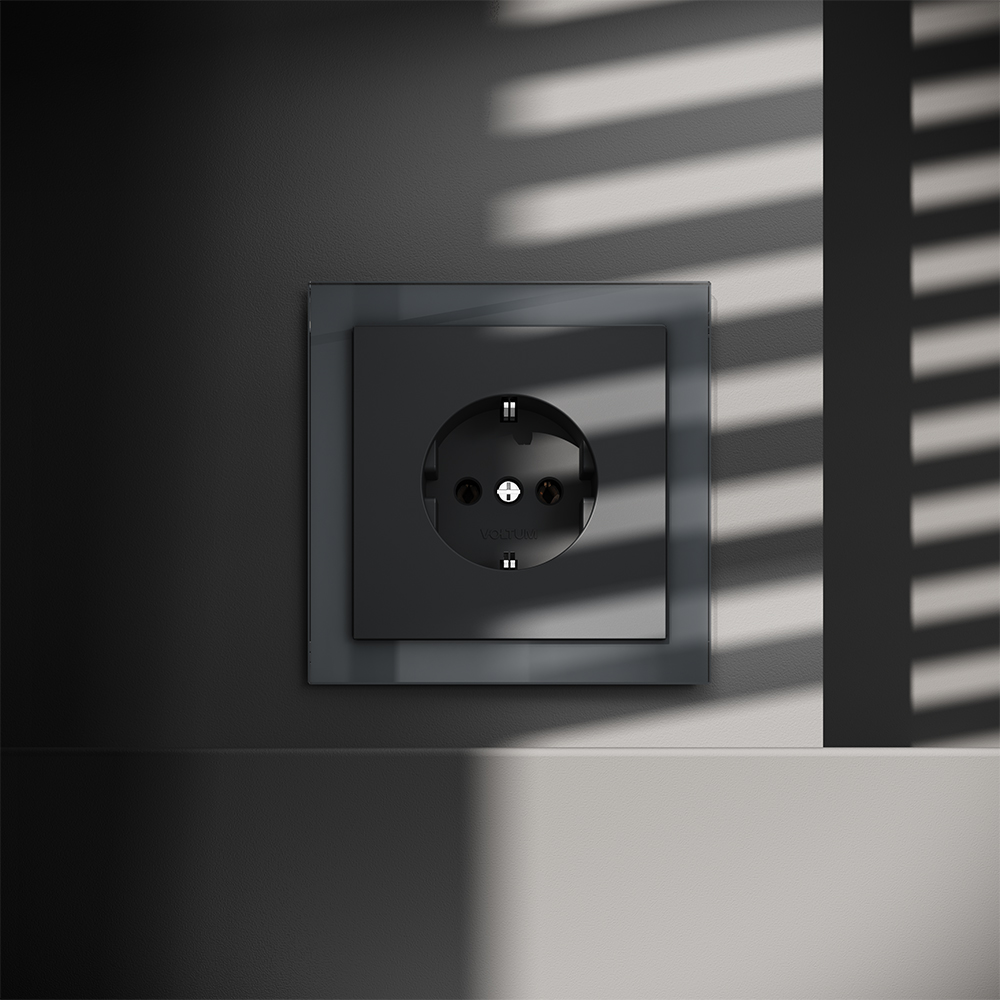 Розетка встраиваемая Voltum S70 с заземлением Soft touch Графит VLS040107 — изображение 4